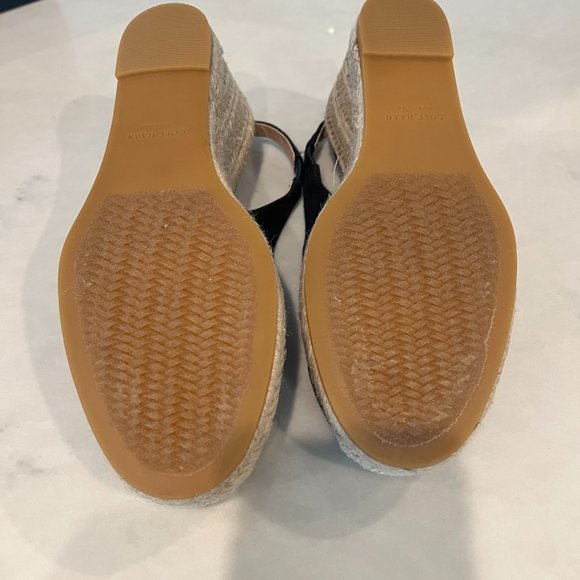 Cole Haan Cloudfeel Espadrille Wedge Slingback Canvas Suede Navy 5 Medium - Picture 4 of 5